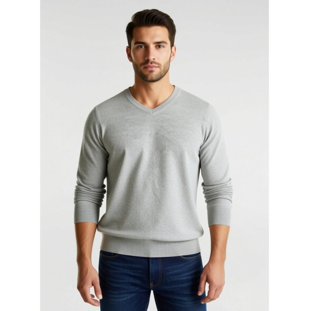 LL bean mens sweater cotton/ cashmere grey size large!